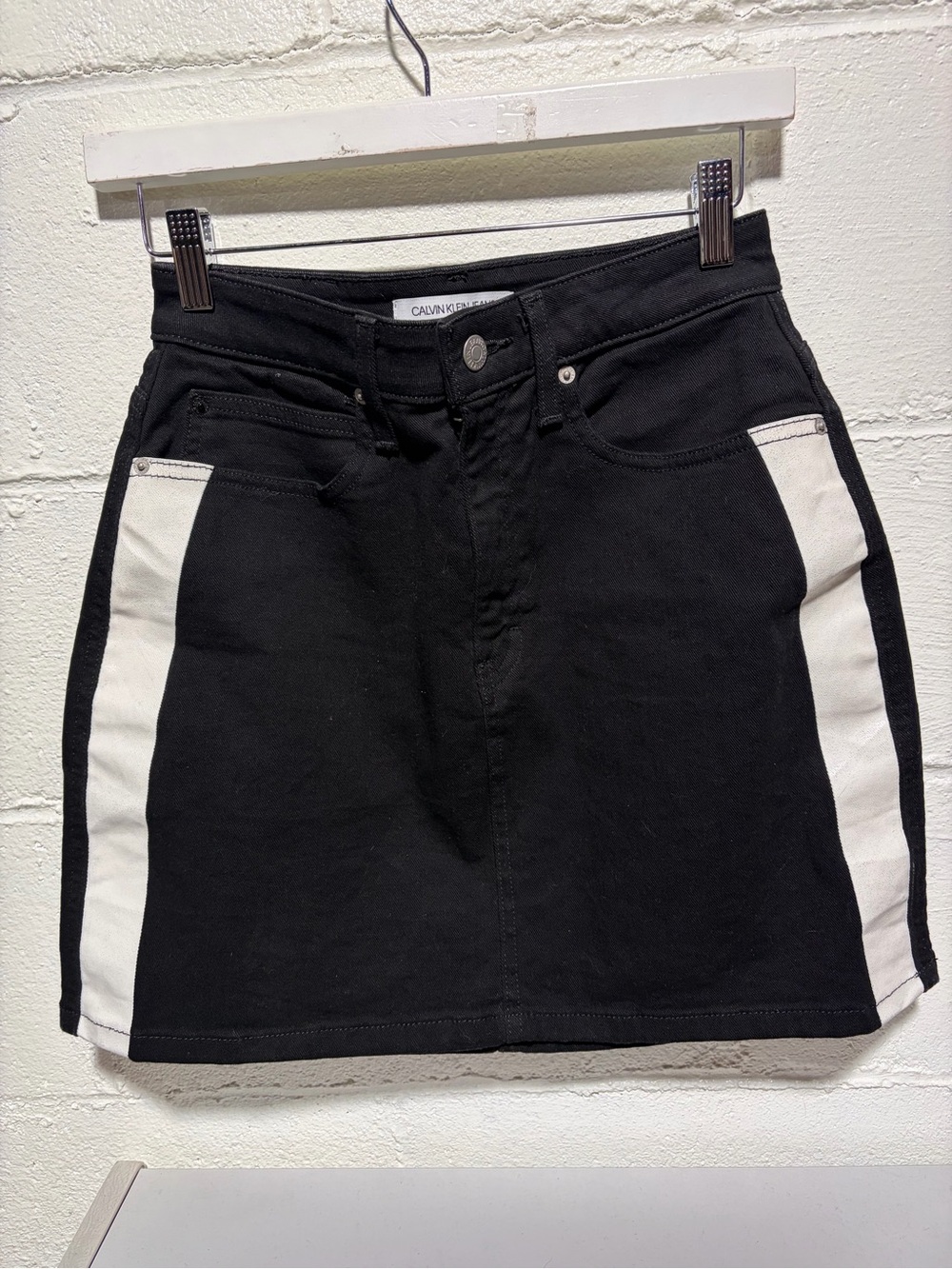 Calvin Klein Jeans Black Mini Skirt with White Side Panels